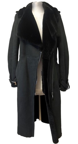 BARBARA BUI BLACK LONG GENUINE SHEARLING COAT, 40 S, $7000 - Picture 8 of 16