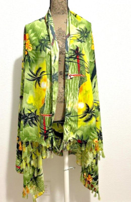 Rima Womens Beachwear Wrap 100% Terivoile Green Coconut Tree & Floral Print OS