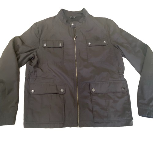 CHAQUETA HOMBRE HUGO BOSS NEGRA MEZCLA POLIÉSTER CREMALLERA LIGERA DELANTERA MANGA LARGA 44 R