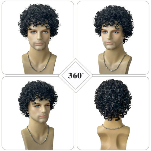 Mens Wig Short Curly Afro Wigs for Men Curly Layered Synthetic Replacement - Picture 2 of 4