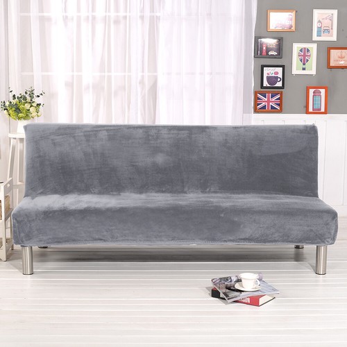 Armless Sofa Bed Cover Velvet Futon Stretch Folding Elastic Couch Slipcover New - Bild 6 von 19