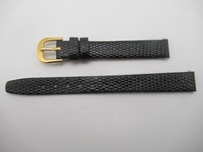11MM Flat Lizard Grain Black Ladies Watch Band