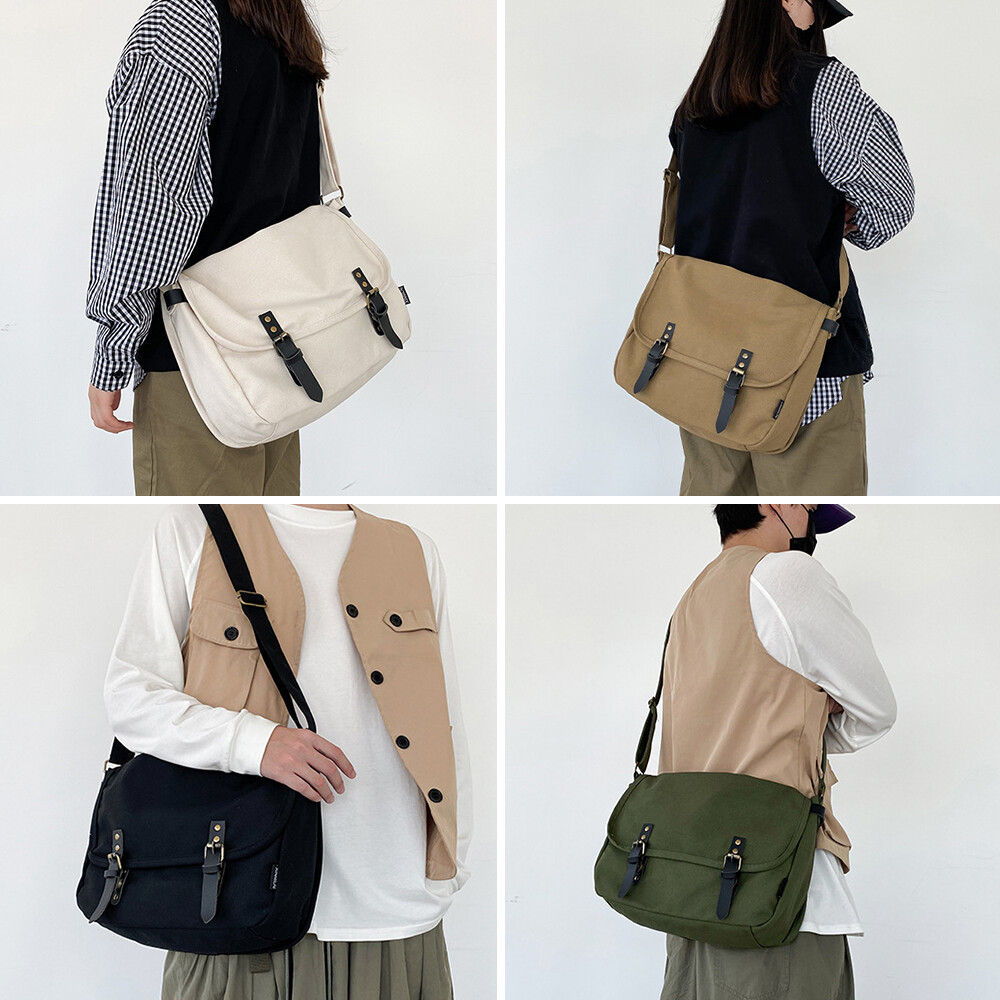 【SATIIIZ】Senan Vintage Canvas Crossbody Bag Canvas Messenger Bag Vintage Crossbody Shoulder Handbags