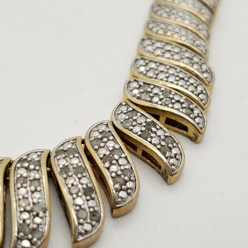 Signed CI Sterling Silver Gold Tone .70ct Diamond Cleopatra Link Chain Necklace - Picture 6 of 12