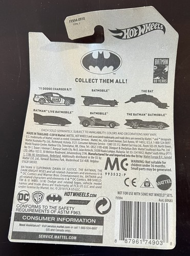 Hot Wheels - Dark Knight The Bat + Batmobile + Batman - DC New - See Photos - Picture 7 of 7