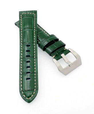Alligator Uhrenarmband mit Tubes Modell Enzo grün 24 mm komp. Panerai