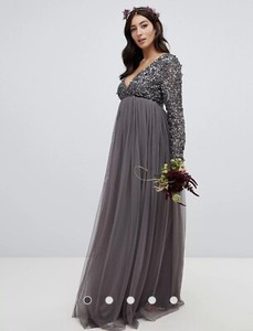 maya maternity bridesmaid dress Maya | Dresses | Maya Maternity Bridesmaid Vneck Maxi Tullesequins Dresstaupemuted Blush Sz 2
