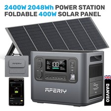 Power Station 2400W 2048Wh LifePO4+BMS Solar Generator with 400W Solar Panel
