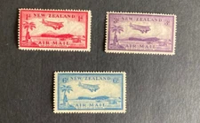 Stamps New Zealand Air Mails  Mint Set 1d & 3d U/M 6d Hinge Mark