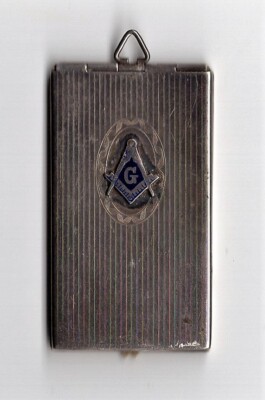 VTG 1920's MASONIC STERLING SILVER HANGING HOLDER W/ EMBLEM - MT. MORIAH MASTER