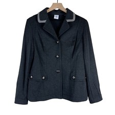 CAbi Charcoal Gray Button Front Ponte Knit Blazer Jacket Size Small