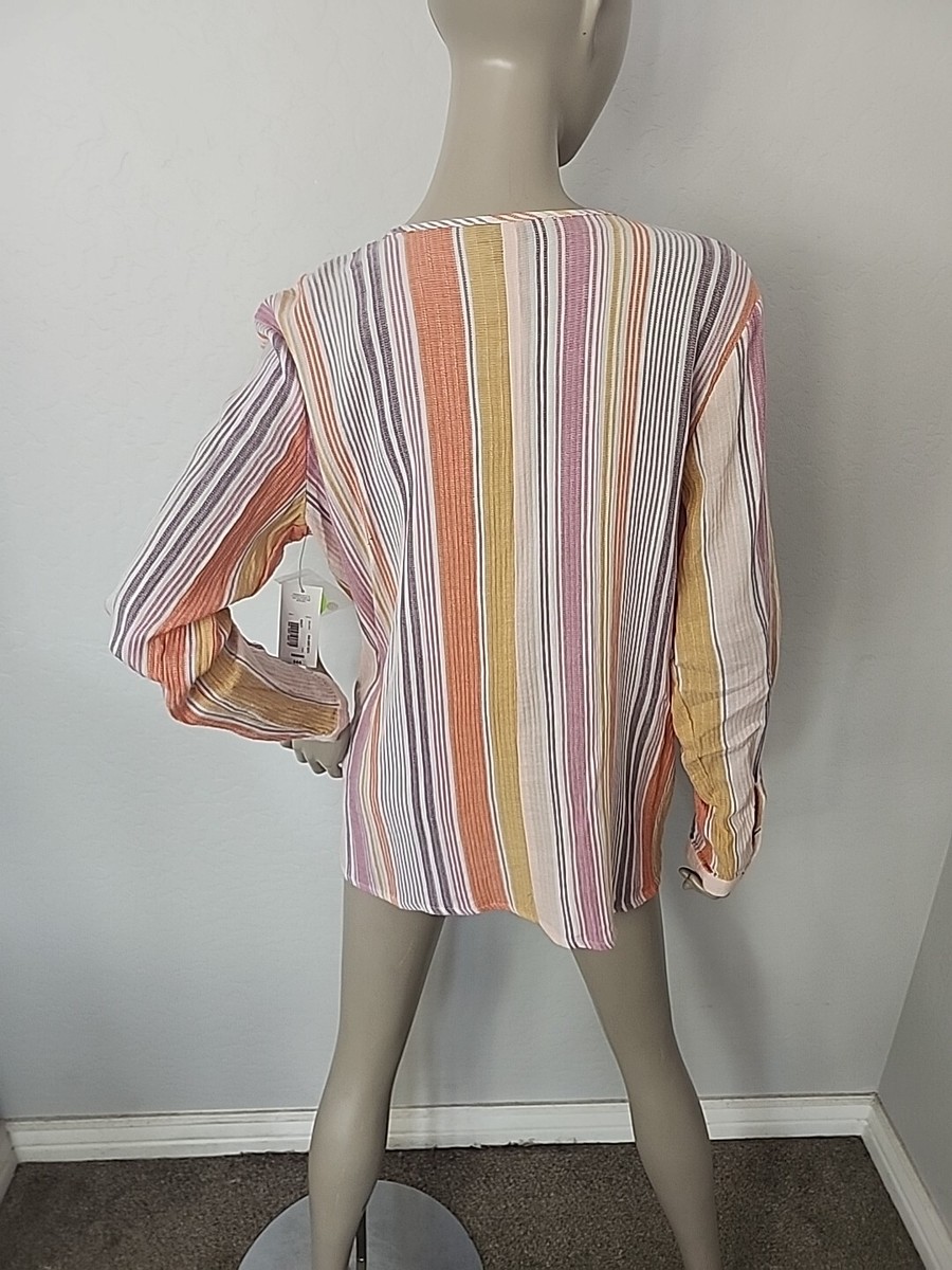 NWT A.N.A. Women's Blouse Textured Lightweight Long Sleeve