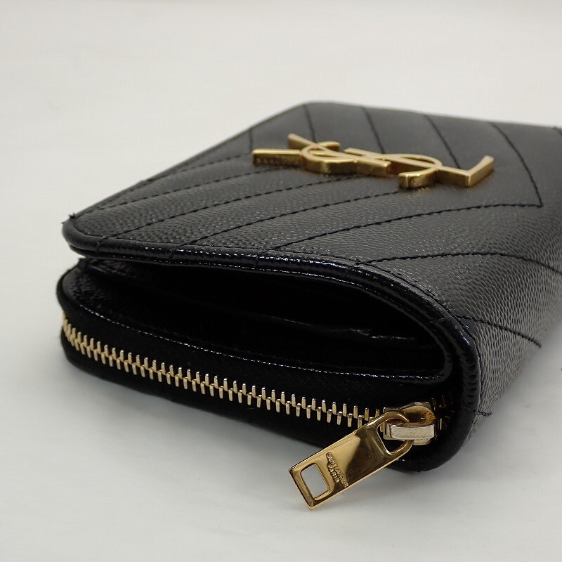 Saint Laurent Paris Leather Zipper Coin Purse Bifold Wallet