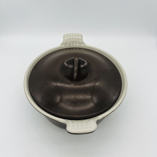 Vintage Le Creuset Brown Enameled Round Cast Iron Lidded Casserole Pot #18 - Picture 2 of 11