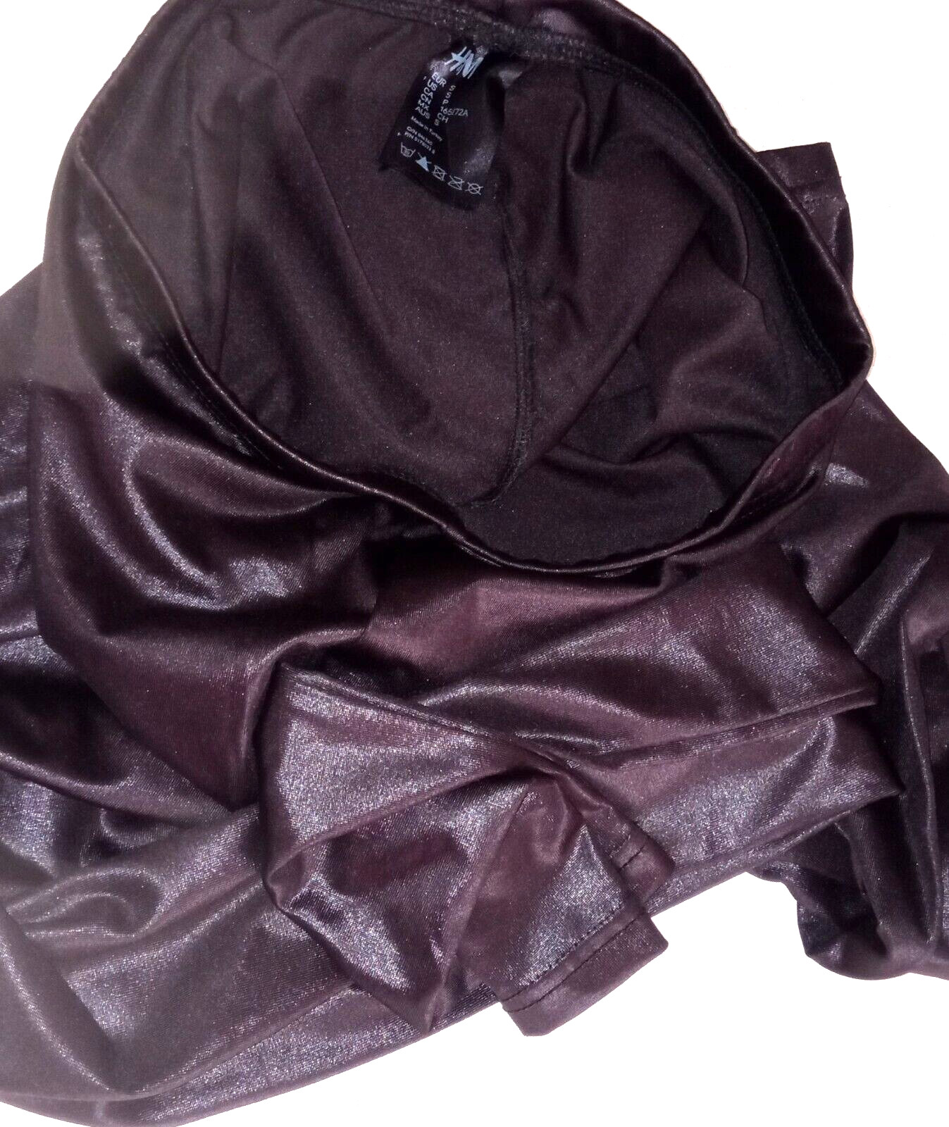 H&M latex glitter leggings, S, 24/28, black, solid, ankle, Turkey thumbnail 3