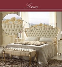 Letto piazza e mezza contenitore Barocco ecopelle legno oro argento Diana