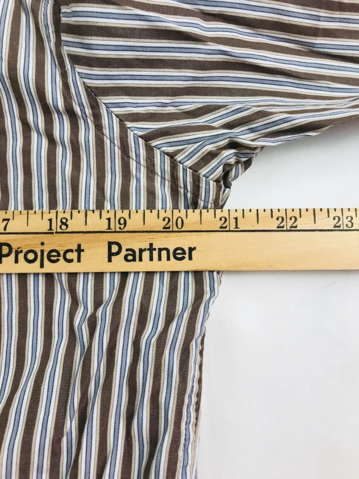 Gap платье рубашка мужская размер средний 15-15 1/2 коричневый в полоску на пуговицах длинным рукавом - Изображение 3 из 4