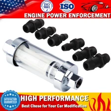 Universal Gas Glass Reusable Washable Inline Fuel Filter 1/4" 5/16" 3/8" Fitting