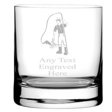 ENGRAVED FISHING WHISKY / WHISKEY MIXER GLASS WG213 IN SILK LINED GIFT BOX
