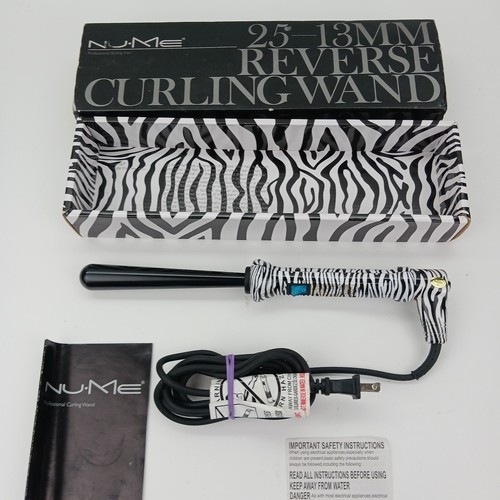 NuMe Womens Black And White 25-13 MM Reversed Curling Iron Wand HB0258 - Picture 2 of 17