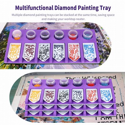 PATIKIL Diamond Painting Tray Organizer - Large Sorting Tray With Dividers, Spoon & Brush, Clear Plastic