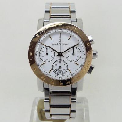 GIRARD-PERREGAUX Uhr 7700 GP7001 Chronograph Weiß Mechaquarz SS x RG 34mm