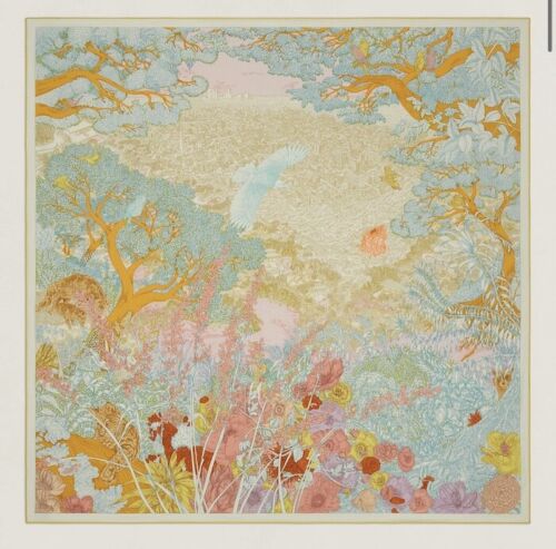 Hermes Shawl Scarf Retour a la Nature Stole Floral Cashmere Silk Auth New 140 cm - Afbeelding 1 van 9