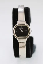 Pulsar Watch Women Silver Stainless Steel Water Resistant Battery Black Quartz