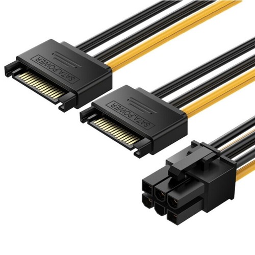 Sata15pin to 6Pin Male Connectors Cable for GPU Power Supply Cable 7.87in - Picture 5 of 14