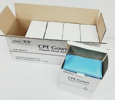 Case of 75 Tronex Universal Size Blue Over-the-Head Gowns w/Film Thumb Hooks New