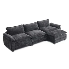 122'' Sectional Sofa Set with Convertible Footstool Living Room Furniture Couch
