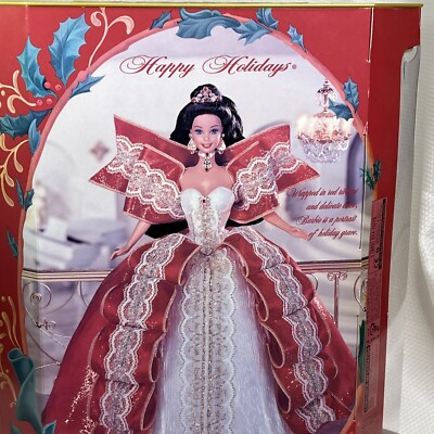 1997 RARE MISPRINT Holiday Barbie Doll Green Eyes Back of Box Blue