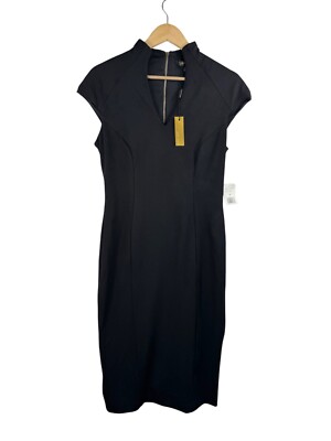 Alexia Admor Katrina midi dress black minimalist black 90s sz M
