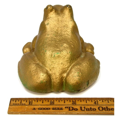 Vintage/Antik GUSSEISEN STIER FROSCH TÜRSTOPPER 5 Pfund BRIEFBESCHWERER alt Goldfarbe - Bild 5 von 10