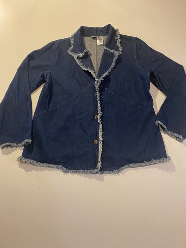 Shaver Lake Casuals Raw Edge Denim Jacket Sz XL Blue 100% Cotton - Picture 10 of 14