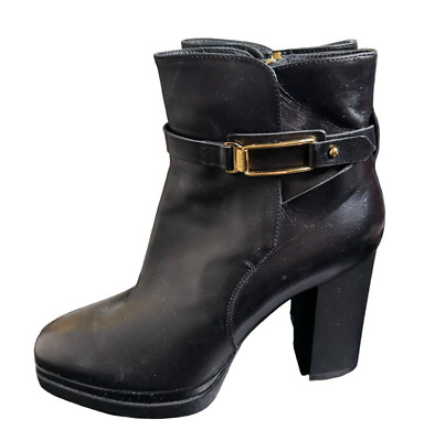 New TOD S Ankle Boots booties Black calf leather micro-pebbles Sz 40.5 9 a27