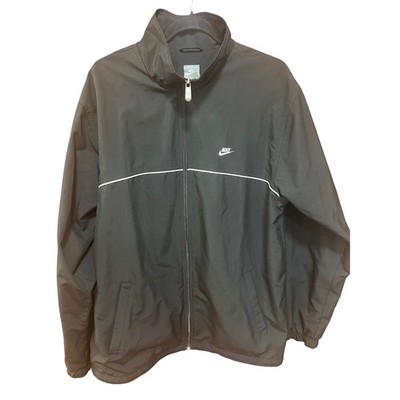 Nike Mens Full Zip Windbreaker Jacket Black White Stripe Large RN56323