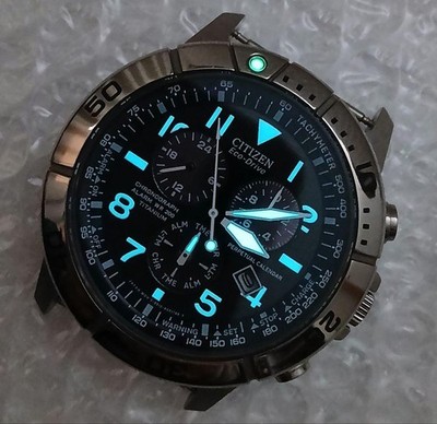 Citizen Eco-Drive Chronograph Black Dial WR200 Titanium Watch | eBay
