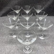 10 Vintage BEEFEATER London Dry Martini Glasses Footed Stem 6” Tall Etched Logo