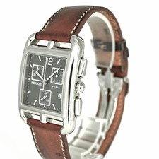 Hermes CC1.910 Cape Cod Chronograph Silver Brown Leather Watch Ladies Size 32mm 3
