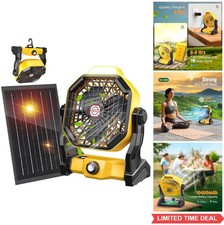 Camping Fan with Solar Panel 10400mAh Rechargeable Battery LED Lantern Portable