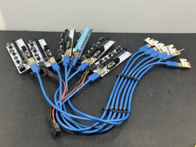 6 GPURisers PCI-E 1x to 16x Powered USB3.0 GPU Riser Extender Adapter Card Board
