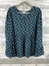 Counterpart womens XL Long Sleeve Floral V Neck Blouse 