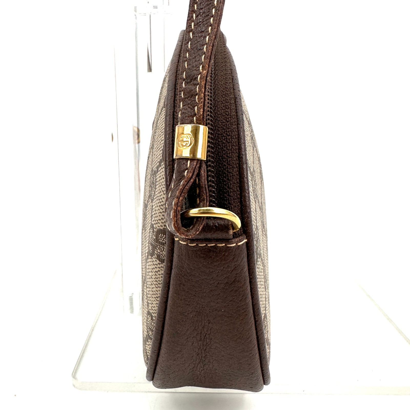 Vintage GUCCI Crossbody  Bag PVC Leather Brown GG Shoulder Purse Authentic thumbnail 4