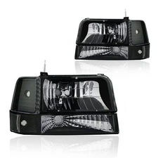 Headlight Assembly, Headlights Kit Compatible with 1992-1996 Ford F150 F250 F...