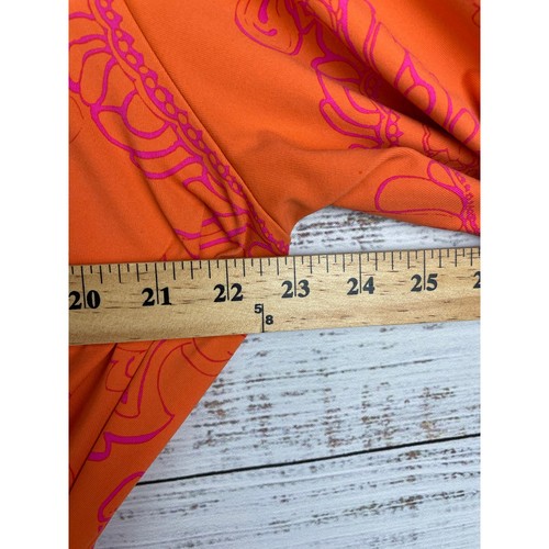J.McLaughlin Faux Wrap Orange Pink Midi Dress Catalina Stretch XL Bright Spring - Picture 4 of 7
