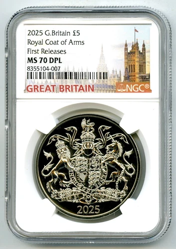 2025 GREAT BRITAIN 5PD NGC MS70 DPL COAT OF ARMS FIRST RELEASES SCARCE TOP GRADE