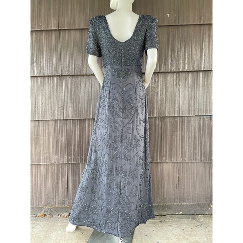 Vintage SCALA 100% Silk Glam Beaded Evening Cocktail Formal Maxi Dress Women S - Picture 7 of 21