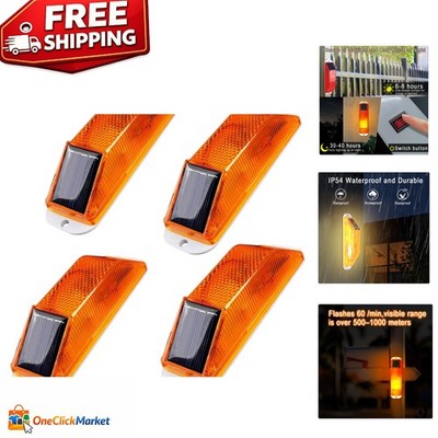 Super Bright Solar LED Warning Light 4-Pack - Efficient & Weatherproof Beacons