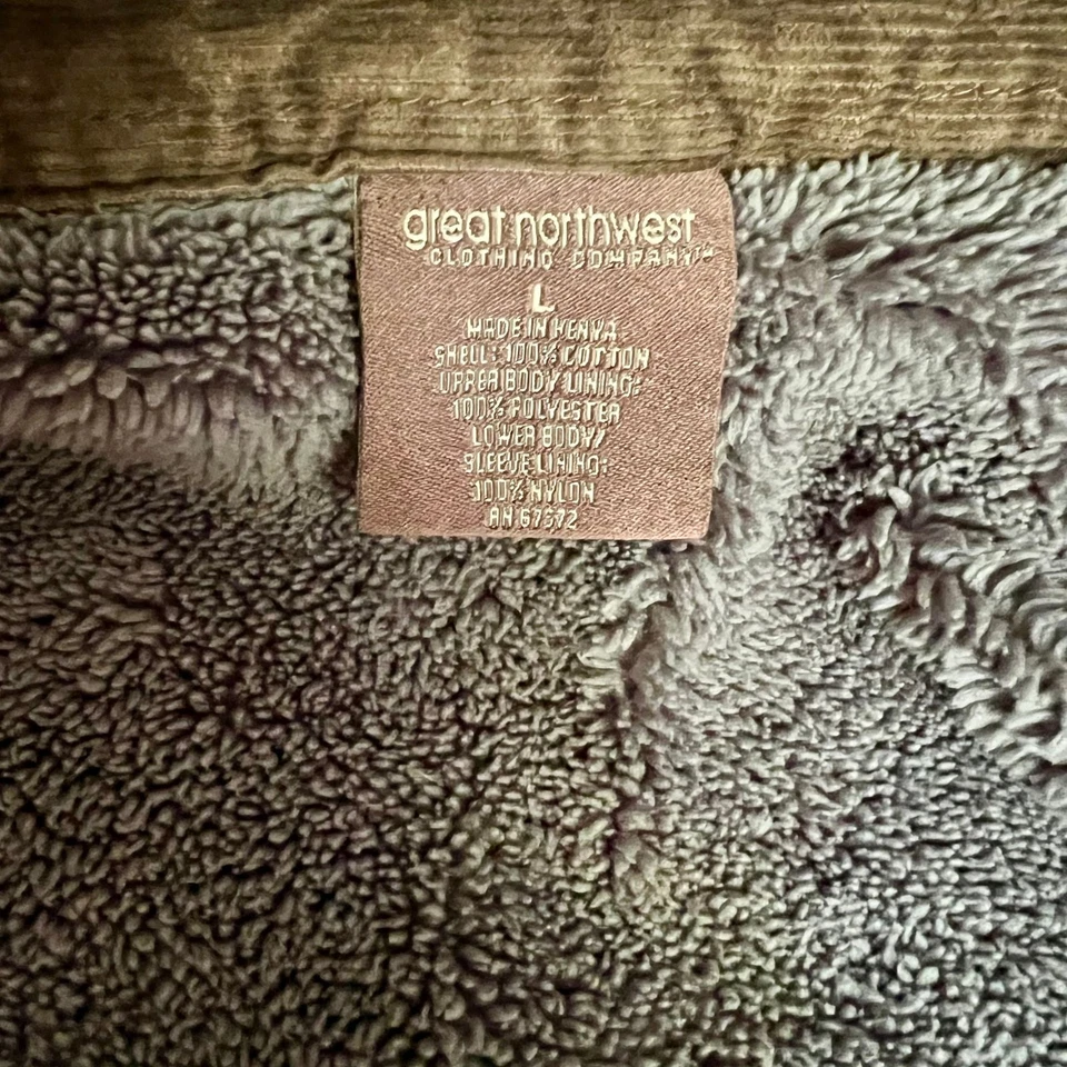 Chaqueta forrada de pana color caqui tostado vintage con botones talla L Foto 2 de 4